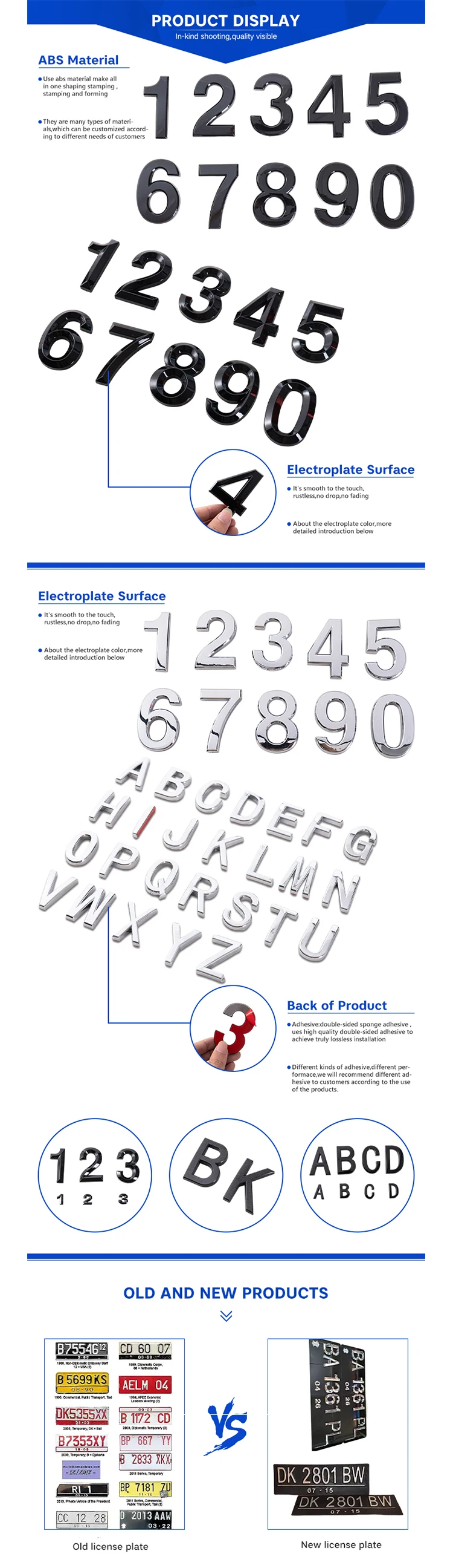 Wholesale Custom Adhesive 3d Abs Chrome Car Number Letters Embolem For