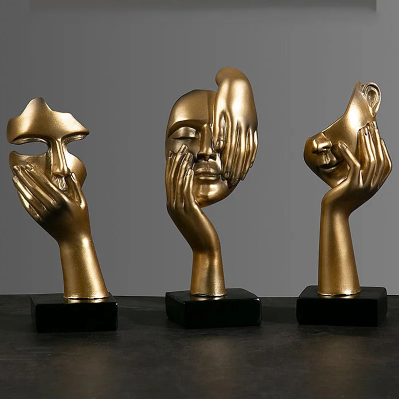 Abstract Face Mask Art Statue - Resin Home Decor Ornament