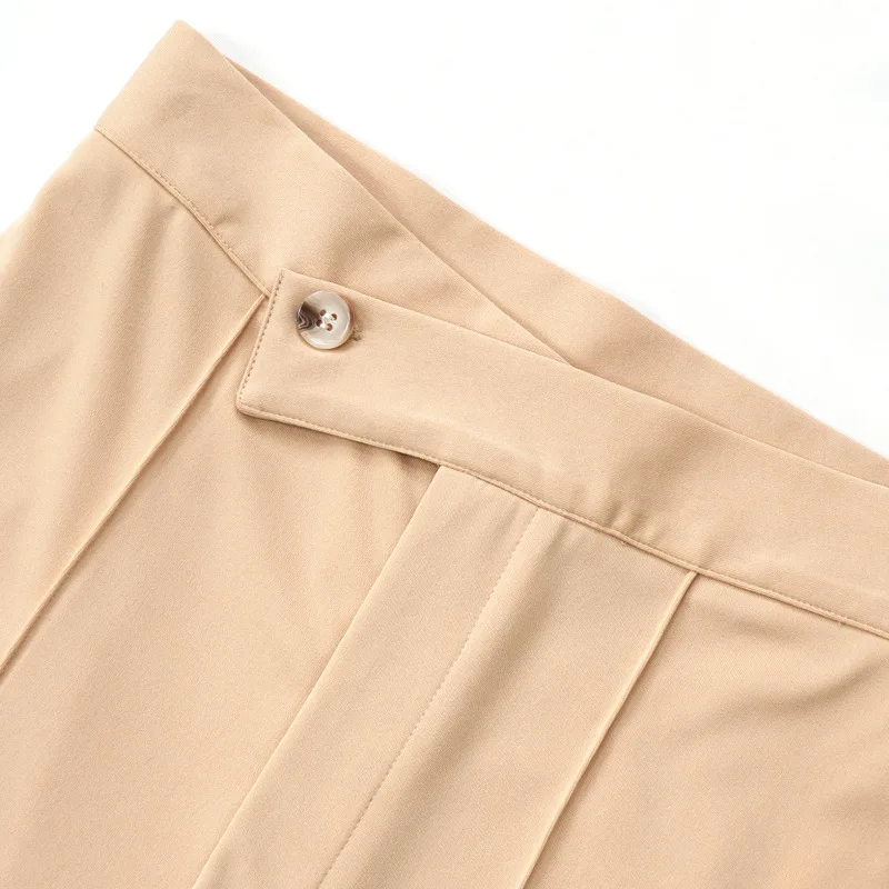 Solid Color High Waist Casual Wide Leg Pants Ladies Office Wear ...