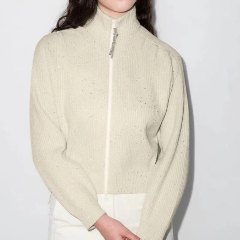 22 new winter clothes short BC bright British rib cashmere wool cardigan light luxury knitted women's woolen sweater