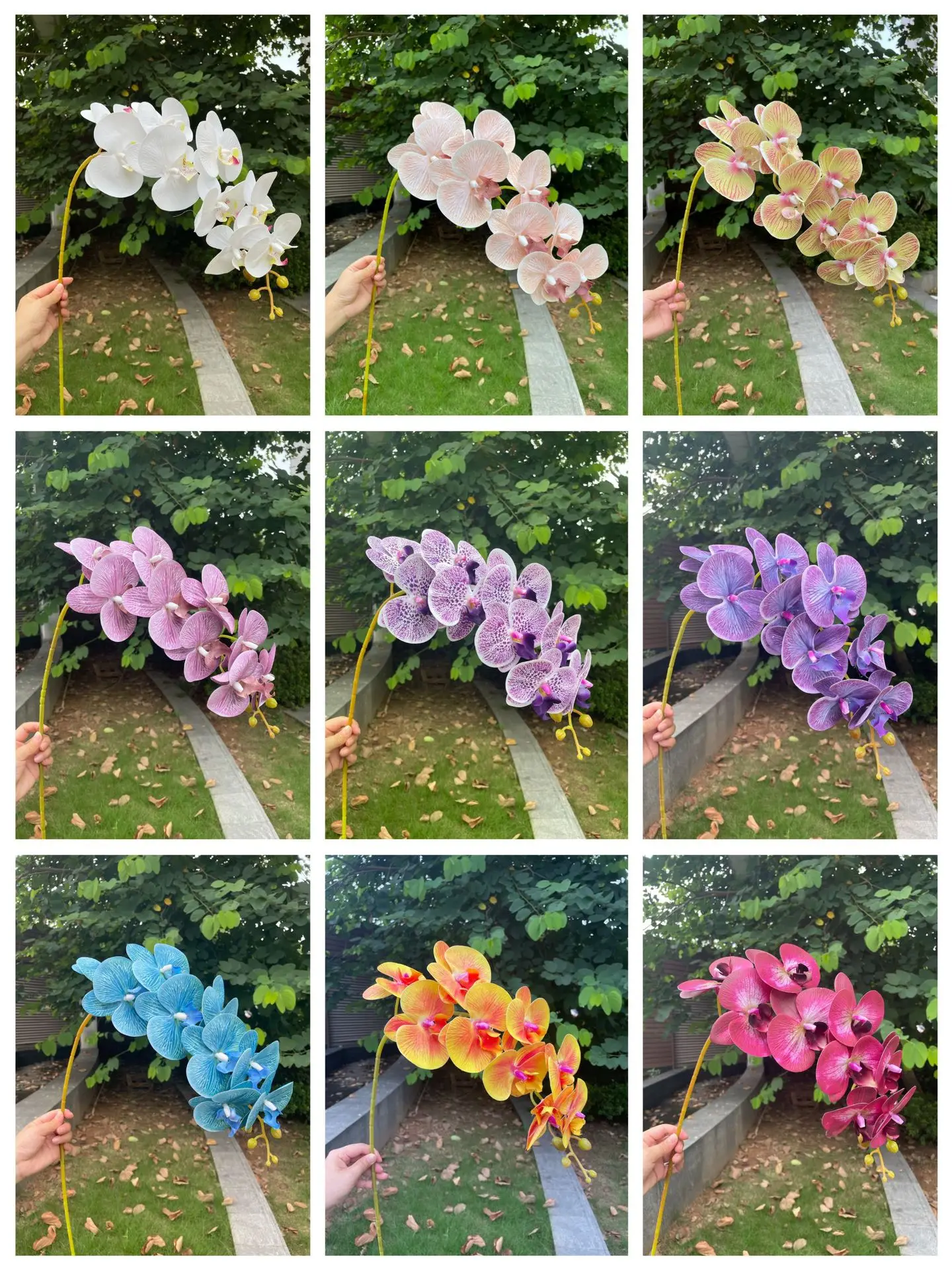 Real Touch Artificial Orchid Flower For Home Wedding Decoration 9 Heads
