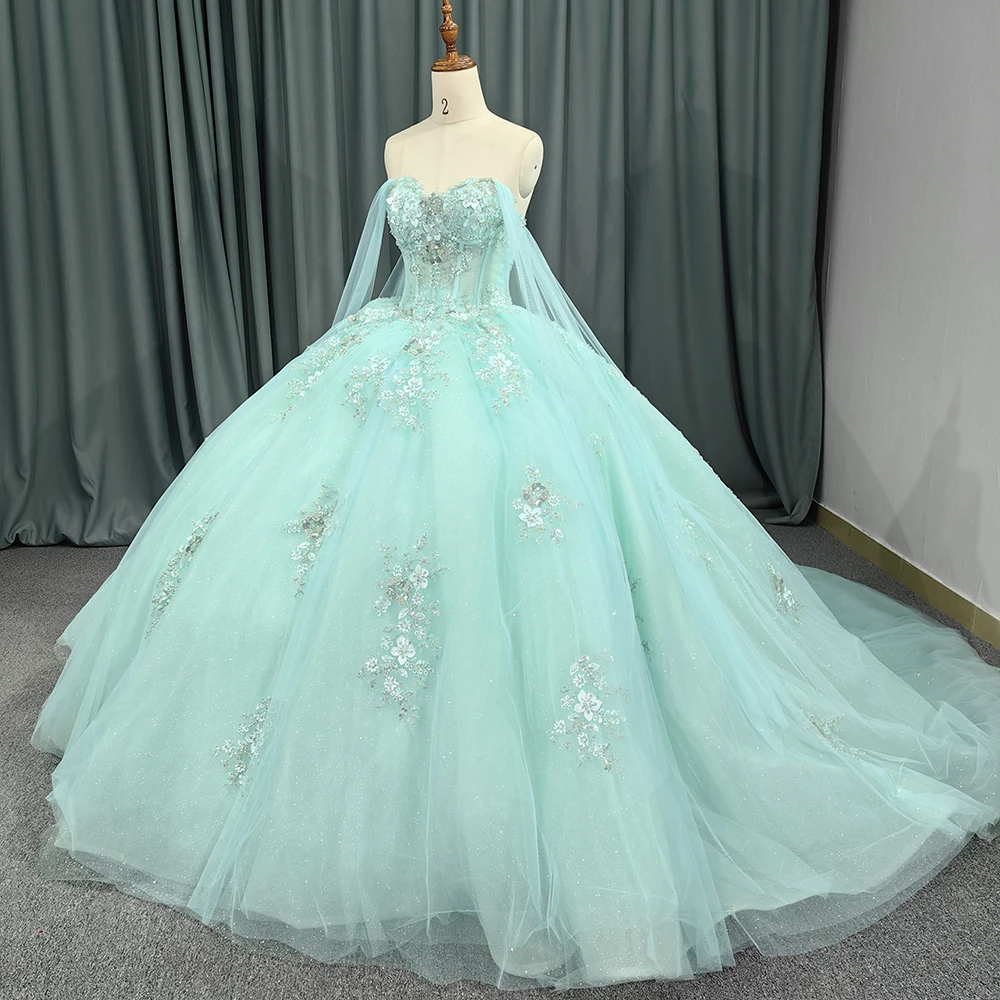 fairy quinceanera dresses Romantic Vintage Mint Green Chiffon Mermaid Beaded Long Prom Dresses R –  EvaFashionDress main image 0