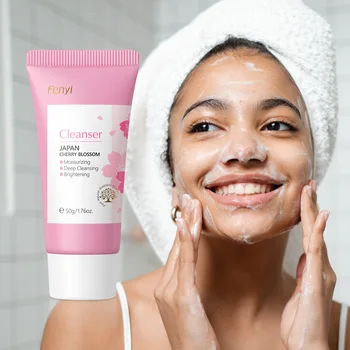 Japan Sakura New Face Wash Skincare Cleanser Cream Deep Pore Hydrating Moisturizer with Brightening Effects