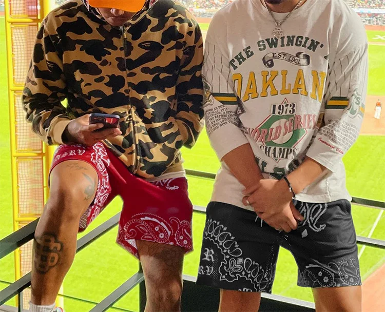 Custom high street style sport basketball printing shorts quick drying polyester  breathable bandana mesh shorts for395_voghion.com