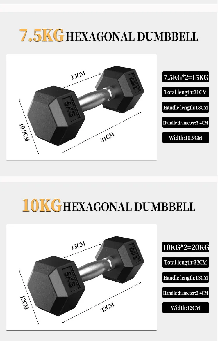 Cast Iron Hex Dumbbells for Home Gym for Body Fitness Exercises ...