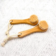 Custom Logo Bamboo Daily Facial Dry Brush for Lymphatic Drainage Massage Manual Facial Cleaning Brushes Applied to Face