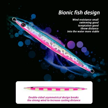 Pave Way Cross-Border Iron Plate Lure Bait Long-Distance Casting Laser Metal Lead Fish Hard Bait 150g/200g Luminous Colors – Metal Jig – view 4