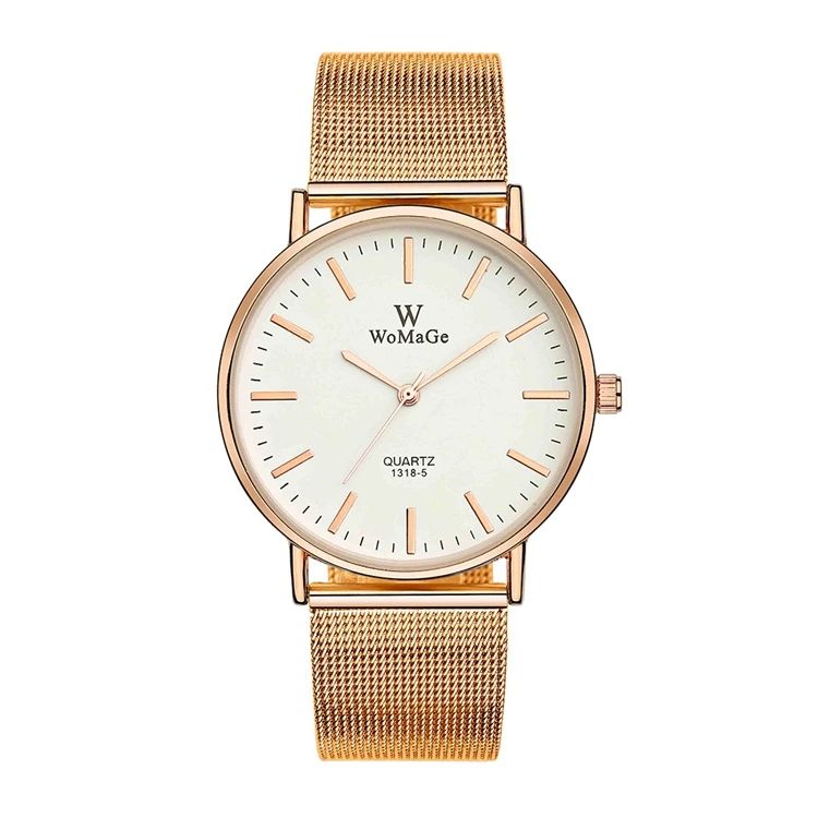 WoMaGe 1118 Japan Quartz Movement Cheap Women Ready to Ship Watch Mesh Bracelet Watch