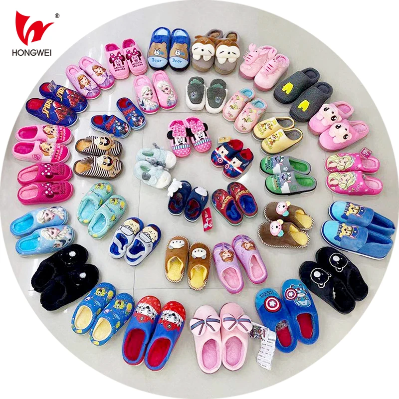 Новый дизайн Детские Мультяшные тапочки смешанные домашние детские плюшевые меховые теплые Симпатичные детская зимняя