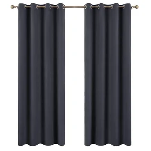 ReadyMade Curtains Dark Grey European Style Grommet Window Curtains 95 Inch Long Panels