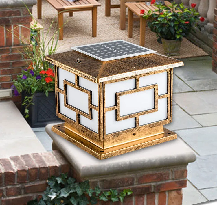 IP65 Led Outdoor Garden Light Classic Style Die Casting Aluminium Solar stigma lamp Fence Pillar Lights
