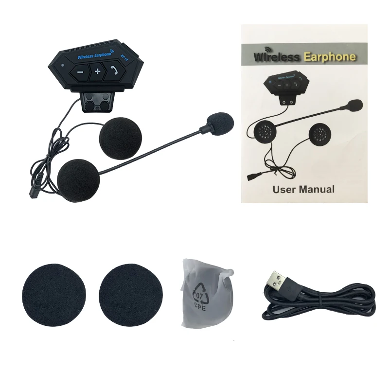 Audfonos Para Casco, BT12 Motorcycle Helmet Headset Handsfree Call