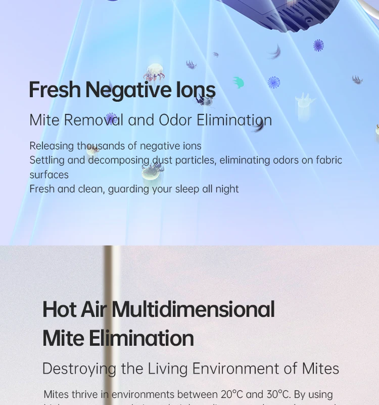 Dibea 2024 New Design Negative Ion Mite Remover Handheld Uv Mattress