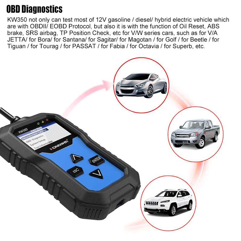 ANCEL VD500 OBD2 Scanner Diagnostic Tool For VW Audi – ABS SRS EPB Reset – Lifetime Free Update