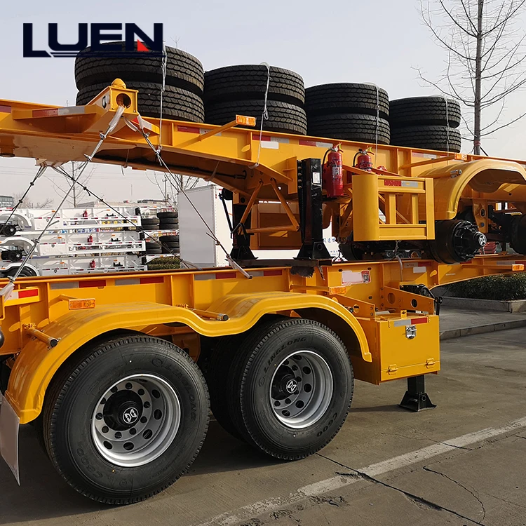 LUEN 2 3 Axles 20ft 40ft Shipping Container Transport Gooseneck Container Chassis Frame Truck Skeleton Semi Trailer