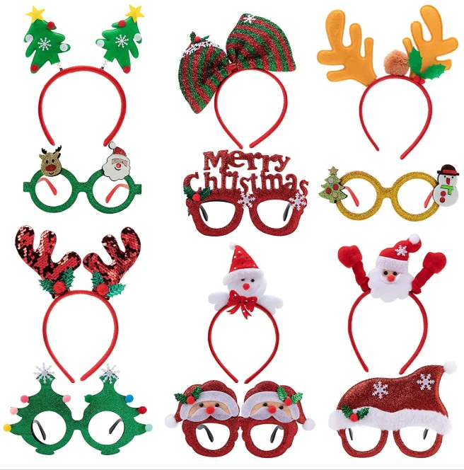 Christmas Tree Elf Reindeer Antlers Santa Claus Headband Christmas Hat ...