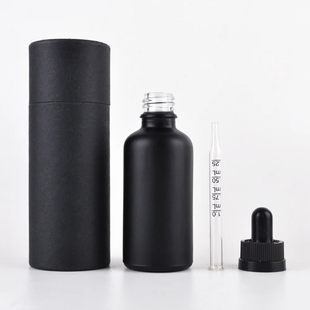 Black Matte Frosted Glass Dropper Bottle for Essential Oil Serum UV Protection Cosmetic Packaging CE Certified