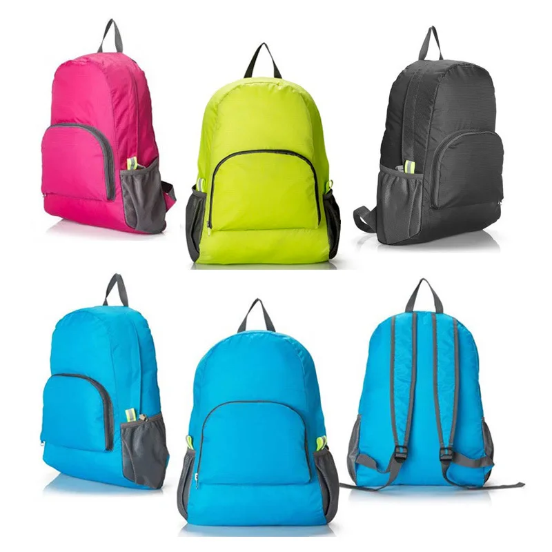 Wholesale   Waterproof Cheaper Small Quantities Can Custom logo Lightweight Nylon Daypack Foldable Shopping Backpack Bag