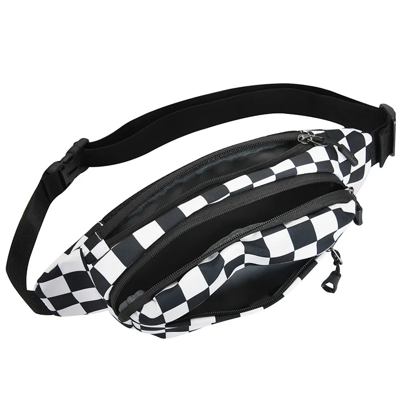 Latest Design 2025 Winter Nylon Waterproof Fanny Pack Unisex Outdoor Sport Checkered Bum Bag