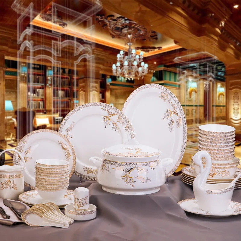 2025 Hot Selling Jingdezhen Bone Porcelain Dinnerware Sets Classic