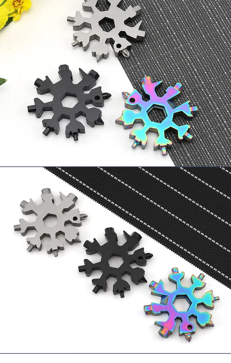 New Multi-tool christmas gift Universal Wrench 18 in 1 Multitool flake alloy  Snowflake Tool for bottle opener
