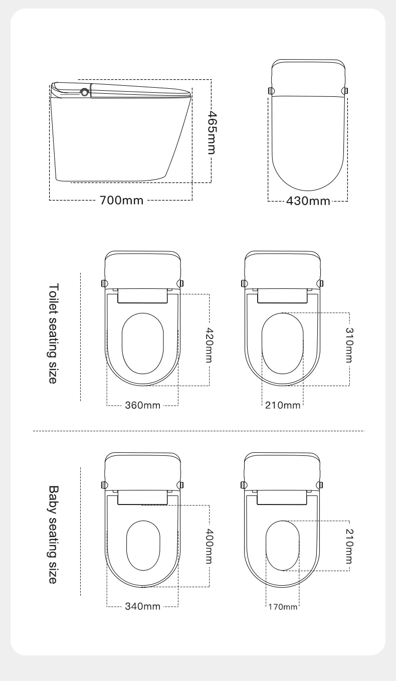 Multi-functional intelligent toilet No water pressure limit automatic sterilization CUPC certified smart one-piece toilet supplier