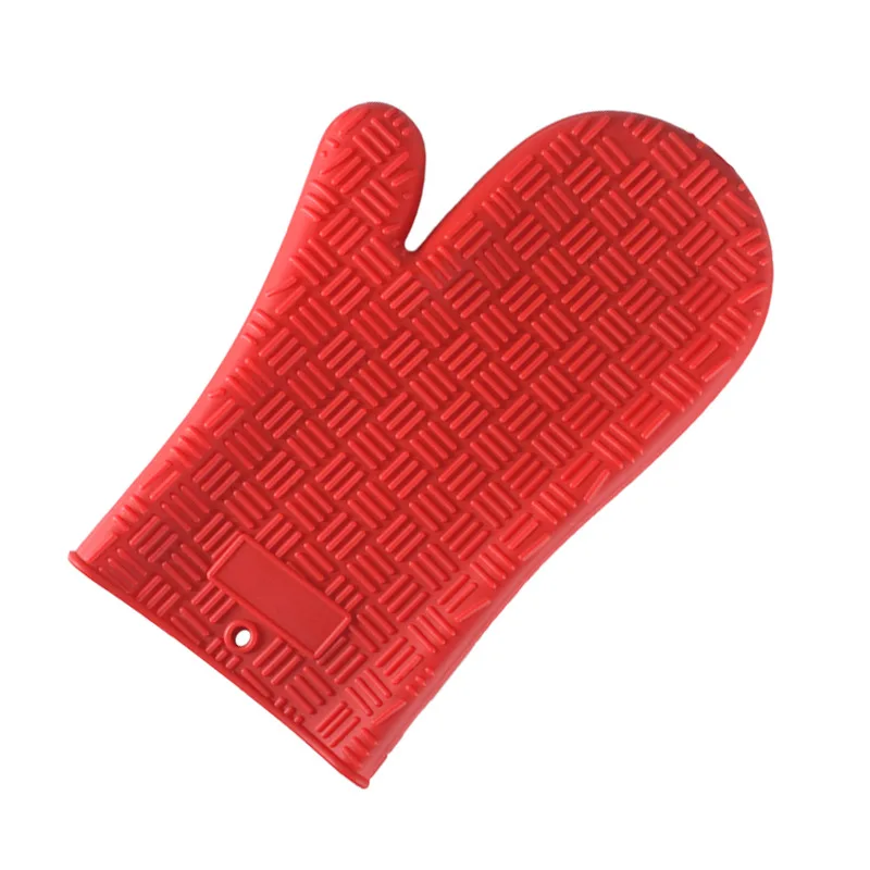 Silicone Pattern BBQ Grill Gloves Flame-Resistant Oven Mitts Chef Cooking Oven Glove with Open Cuff Both Sides details