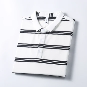 Custom Logo Print New Design Mens Striped Clothing Polo Embroidered Sports T-Shirt