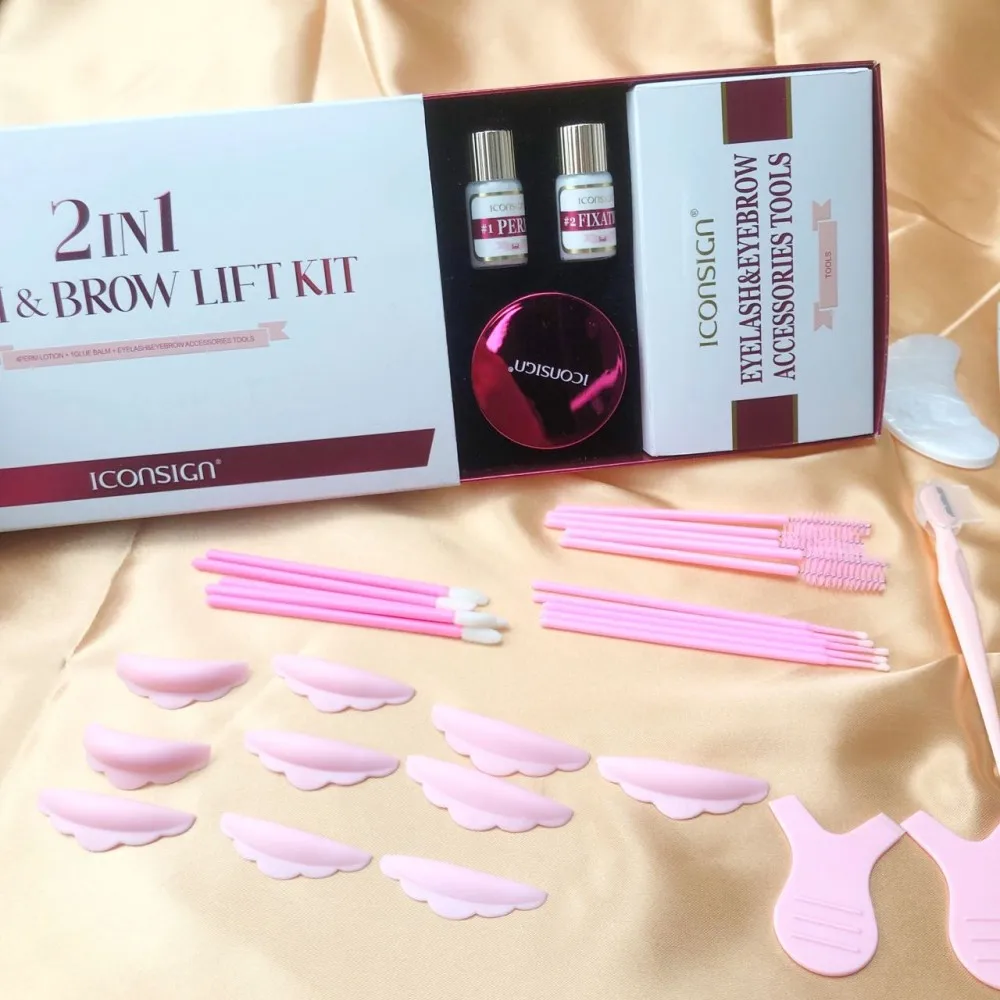 2 in 1 Lash Kit Perm Iconsign Lash Lifting at Home Brow Lamination Kit Custom with Glue Balm
