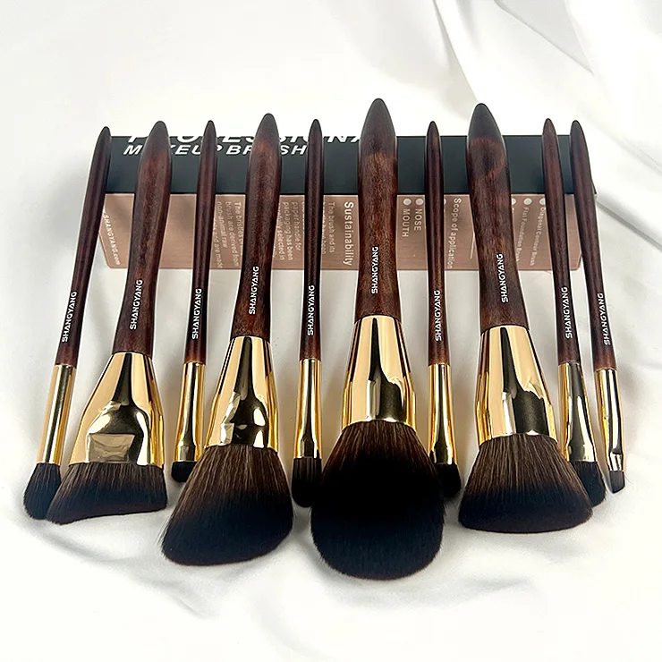 Professional New 10pcs Makeup Brush Set Customized Vegan Make Up Brushes With Eco-Friendly Paper Bag