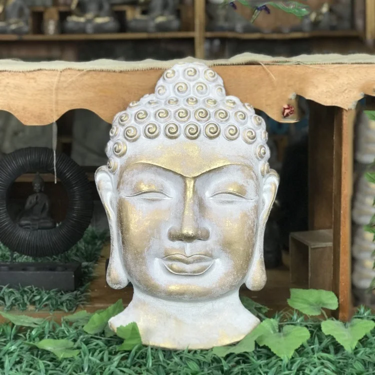 Resin Buddha Wall Mounted Plaque for indoor and outdoor decoration of Home garden Hotel with Hand Gold Painting