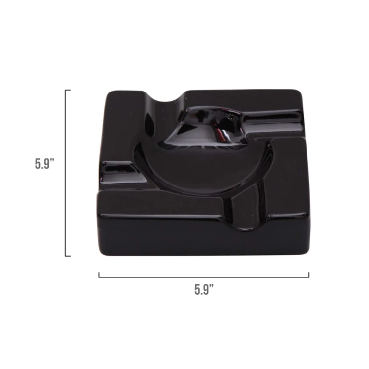 High Quality Custom Black Easily Clean Ceramic Cigar Ashtray Outdoor