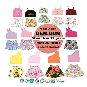 Casual Summer Shorts Set for Girls 2Pcs Cartoon-Printed Children's Clothing in Worested Fabric