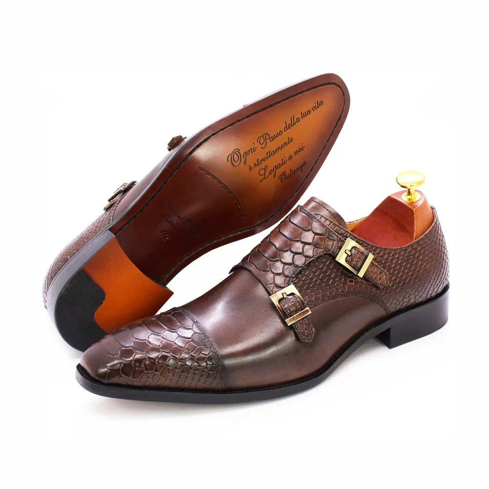 Classic Office Monk Strap Shoes - Brown Oxfords Men display picture 3