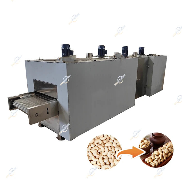 Continuous Electric Automatic Roasted Sesame Seeds Oven Macadamia Groundnut  Peanut Cashew Nut Roaster Roasting Machine