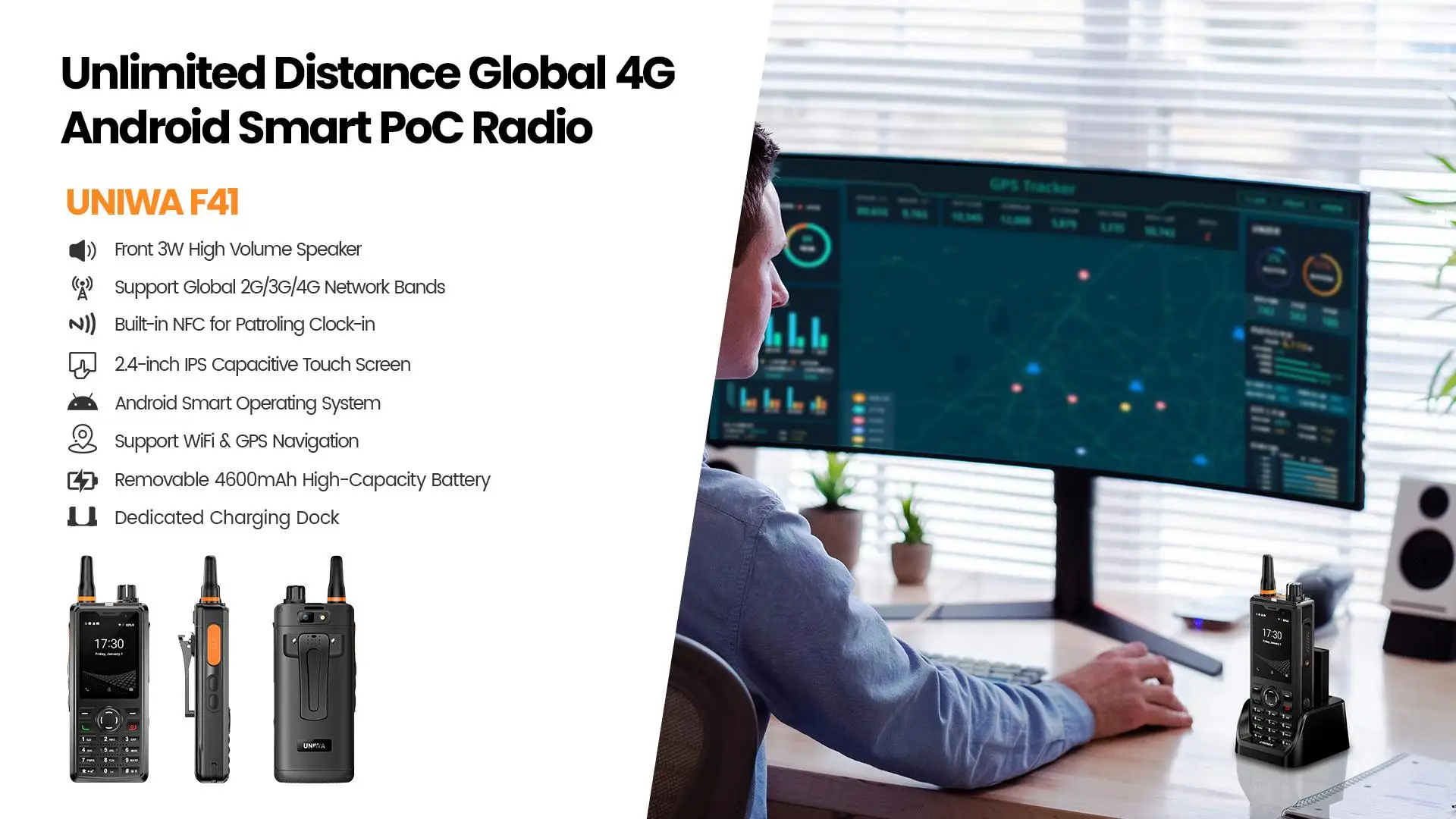 UNIWA F41 4G Zello PTTトランシーバーAndroid携帯双方向ラジオ4600