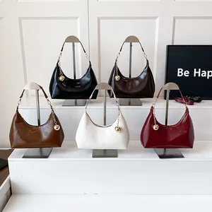 Women Handbag Simple Shoulder Bag Lady Fashion PU Leather Underarm Bag Trendy Moon Crossbody Bag for Party Daily Wear