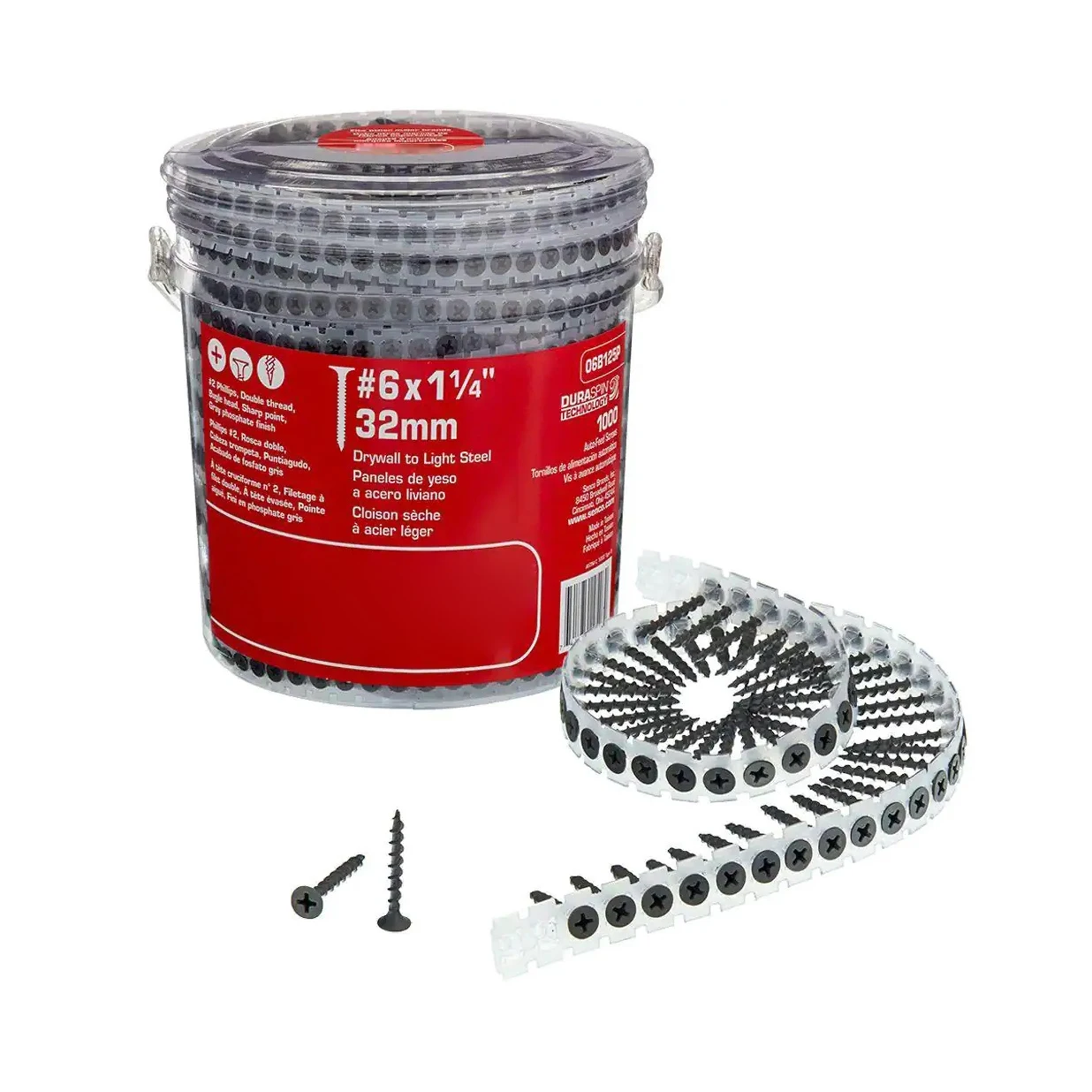 Self Tapping Tread C1022a 6 X 11/4 Plastic Strip Collated Tape Chain