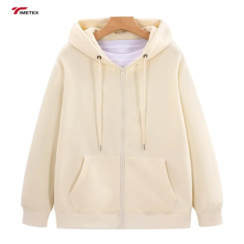 Casual Sport Streetwear Custom Unisex Zipper up Heavy Weight Sweatshirt 100% Cotton Polyester Oversized Active Tops