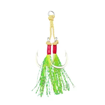 5x Strengthened Large-Bait Jig Hooks Luminous Wire Anti-Snag Design Double Hook for Sea Rock Lure Fishing-Mackerel Target – Metal Jig – view 2