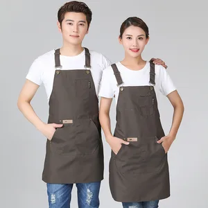 Customizable Logo Cross Straps Back Design Canvas Apron for Men and Women for Kitchen Restaurant Coffee Tea Shop Use
