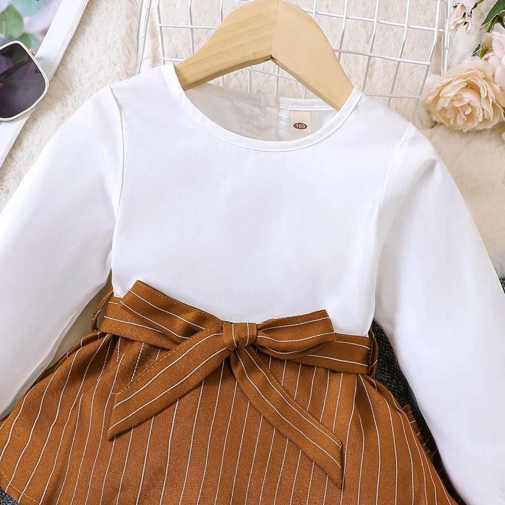 Детская одежда, комплект в полоску, рубашка с оборками и штаны комплекты одежды для девочек, осеннее платье в стиле пэчворк одежда для подростков; Одежда для девочек; Комплекты