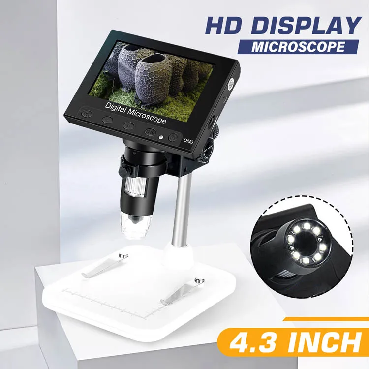 1000X 2.0MP 4.3 inch electronic microscope DM4 digital LCD microscope camera with charging