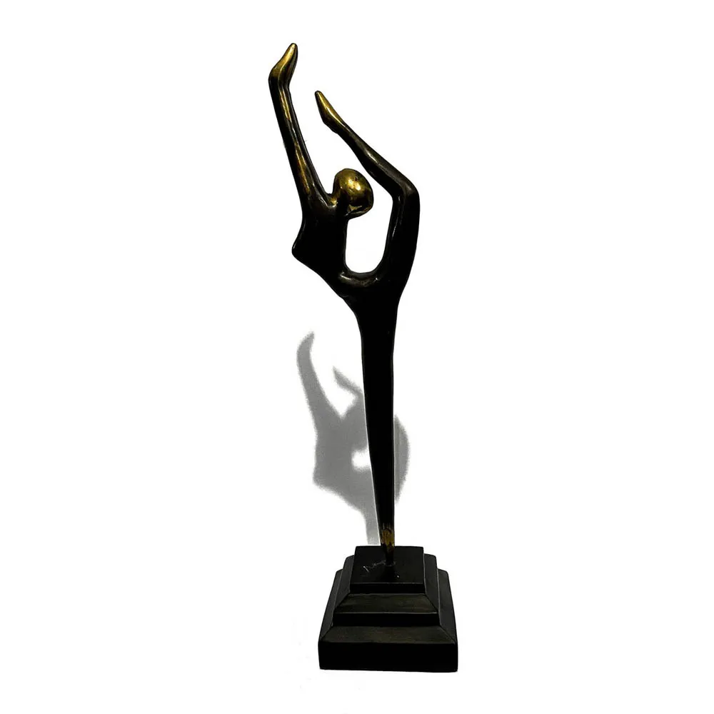 Polyresin Abstract Statue  Acrobatic Dancing Couple in Bronze Colors