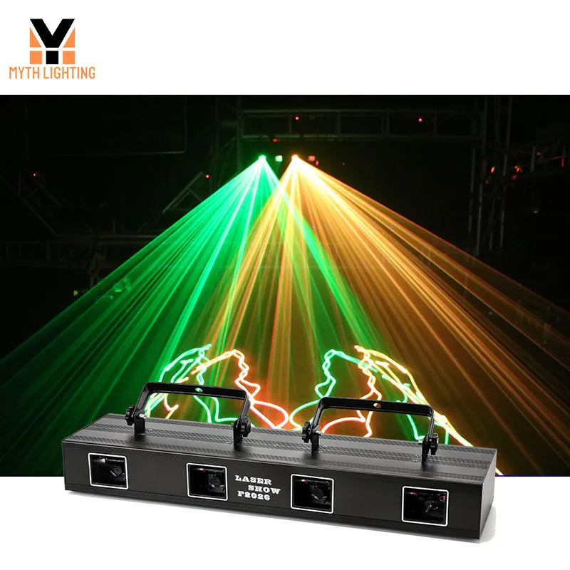 4 Array Beam Effect DMX Sound Activated Rgb Full Color Scanner 4 Head Laser Stage Light for Disco Dj Bar Party
