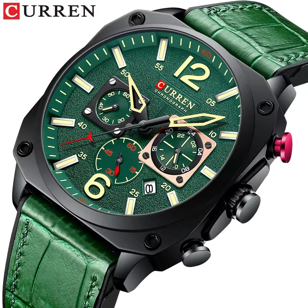 Reloj Curren 8398 para hombre, cuadrado, casual y cronógrafo