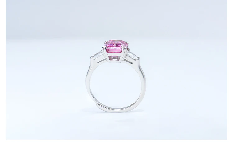 Wholesale 3 carat silver 925 bling bridal wedding engagement pink stone emerald cut lab grown diamond moissanite ring for women