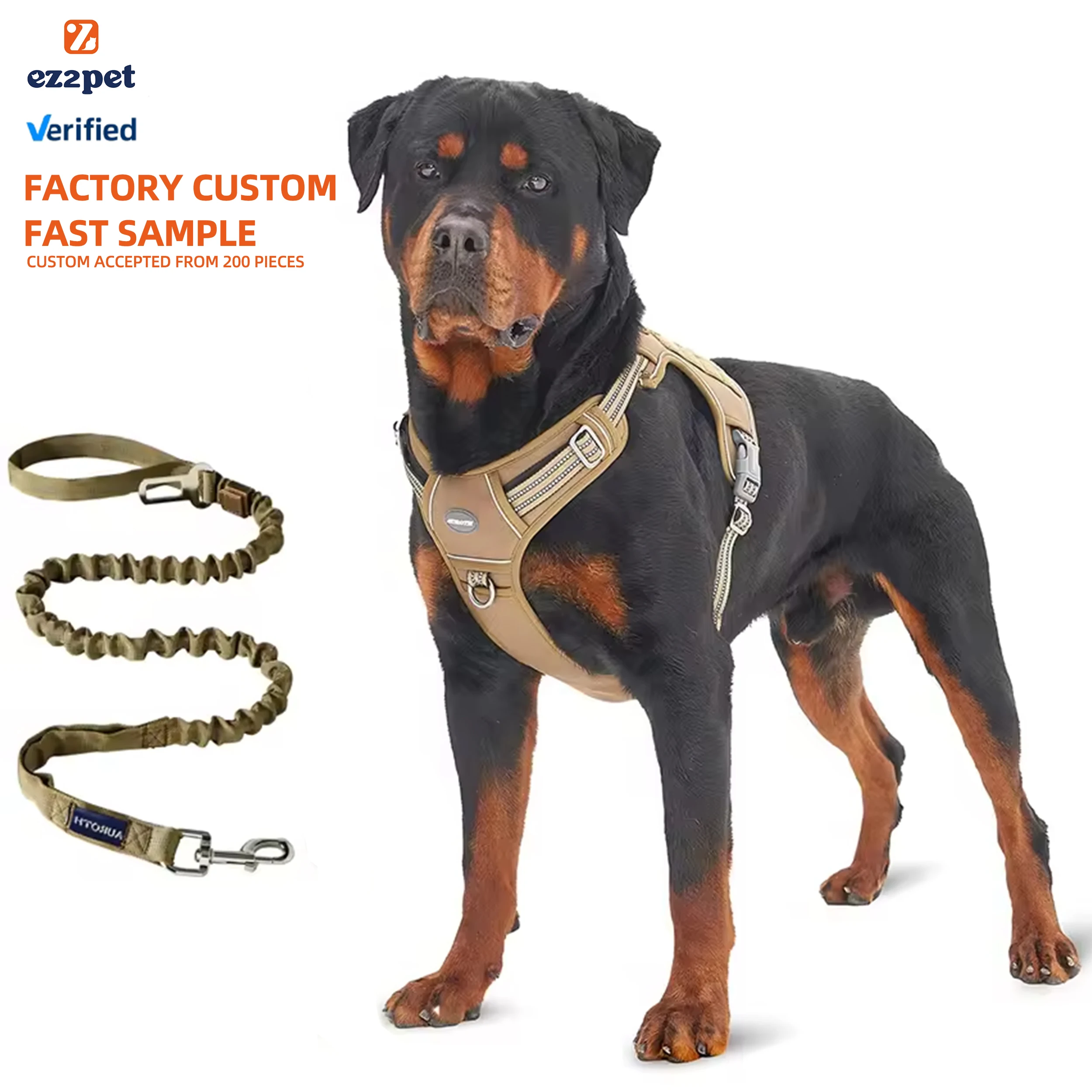 Custom Logo Reflective Nylon Tactical Dog Harness Set Adjustable