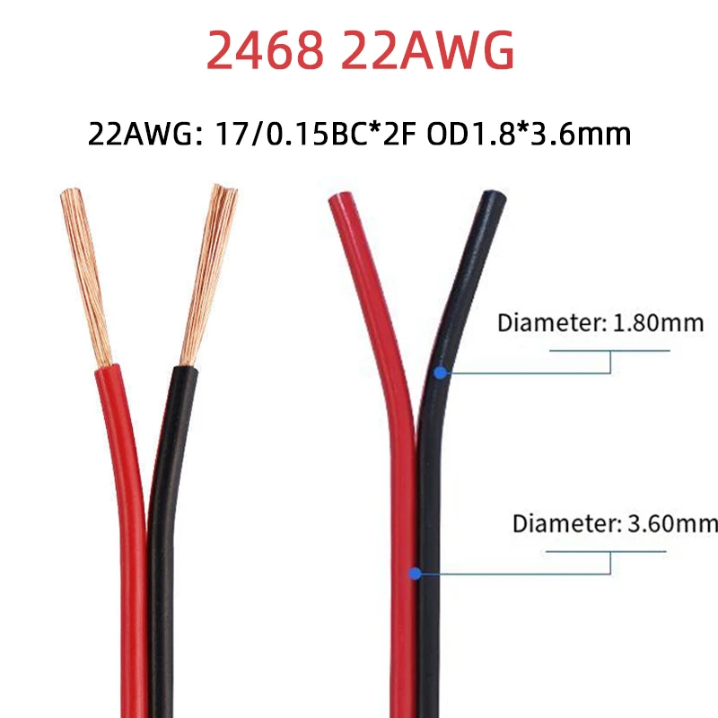 Red Black Awm 2468 Vw 1 80c 300v 18awg 20awg 22awg 24awg Pvc Flexible ...