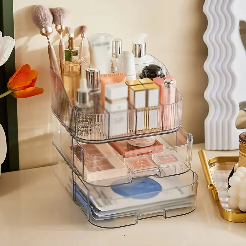 Choice Fun Cosmetic Beauty Make up Organizer Multi-Function Bathroom Makeup Organizer Storage Case for Vanity With Drawers